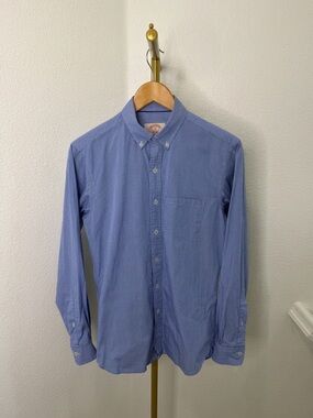 Brooks Brothers X Slim Fit Blue Striped Button Down Business Casual Shirt Size S